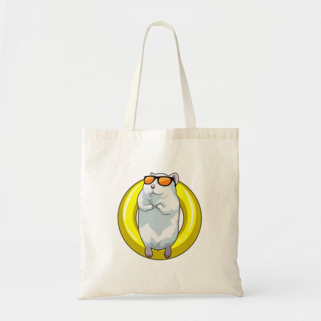 Tote Bag Hamster à la natation avec anneau de natation (Devant)