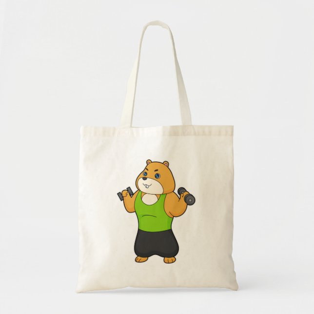 Tote Bag Hamster Fitness Dumbbell (Devant)