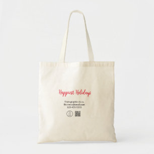 Tote Bag Happest holiday ajouter business logo nom q r code