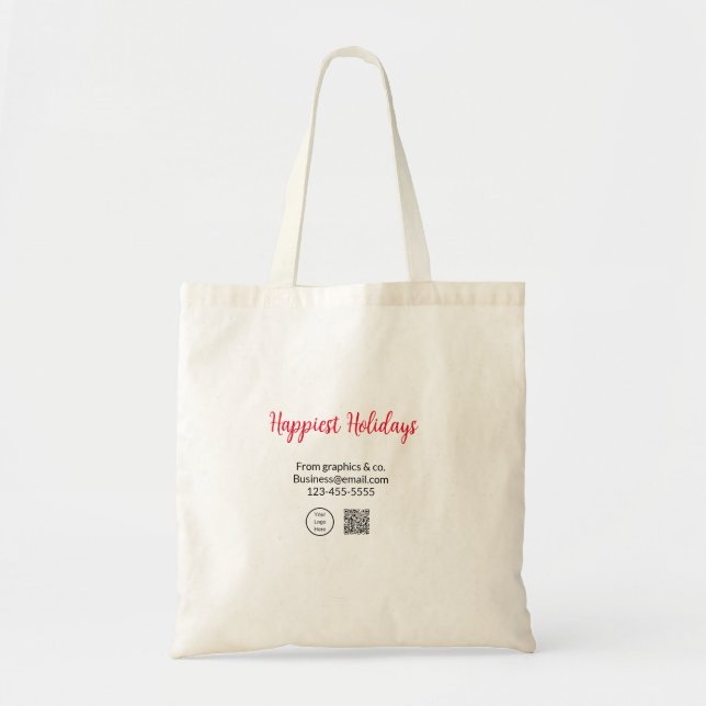 Tote Bag Happest holiday ajouter business logo nom q r code (Devant)