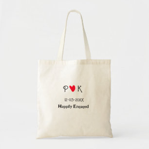 Tote Bag Happily Engagé ajouter nom de couple date de lettr
