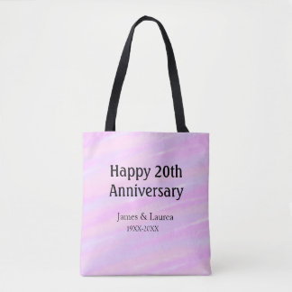 Tote Bag Happy 20th anniversary pink purple pastel name bol