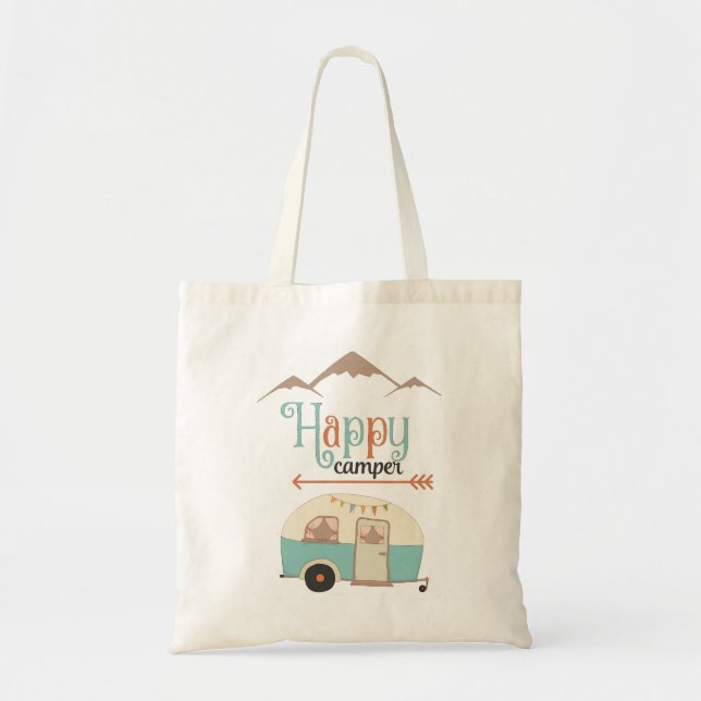 Tote Bag Happy Camper Cute Retro RV (Devant)