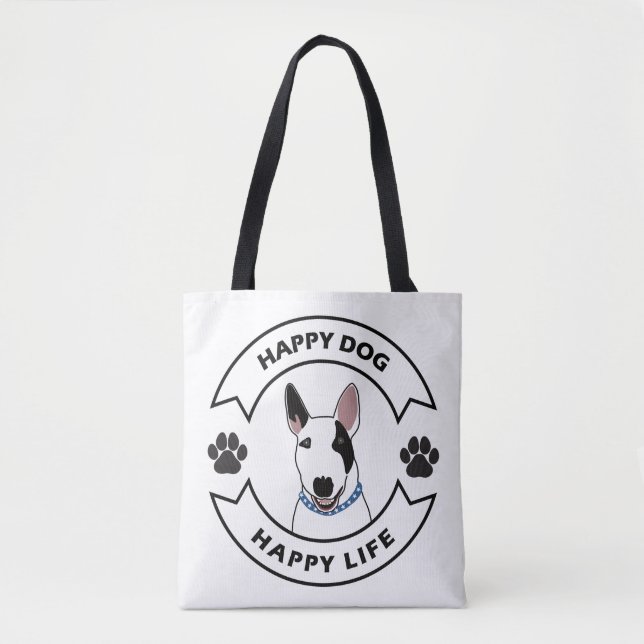 Tote Bag Happy dog, happy life (Devant)