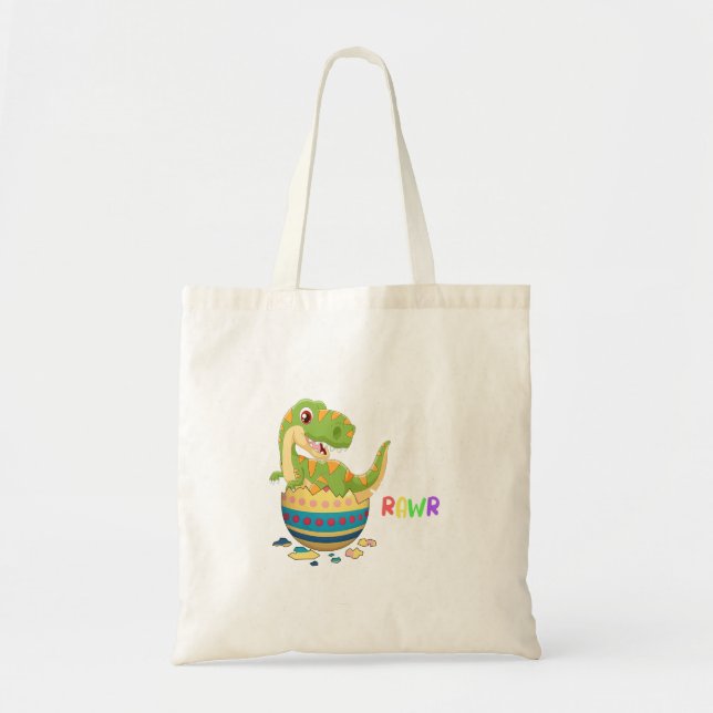 Tote Bag Happy eastrawr rex dinosaures oeuf de lapin de pâq (Devant)