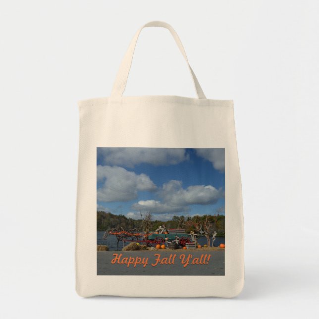 Tote Bag Happy Fall Y'all Automne Rustique Photographie Art (Devant)