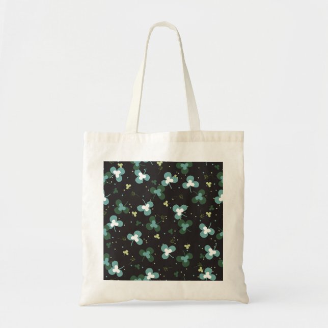 Tote Bag Happy Green Clover Feuille Motif d'art IV (Devant)