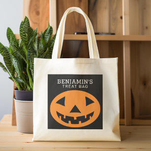 Tote Bag Happy Halloween Treat Bag Ajouter un nom Citrouill
