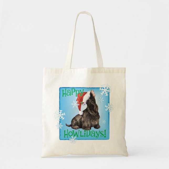 Tote Bag Happy Howlidays Scottish Terrier (Devant)