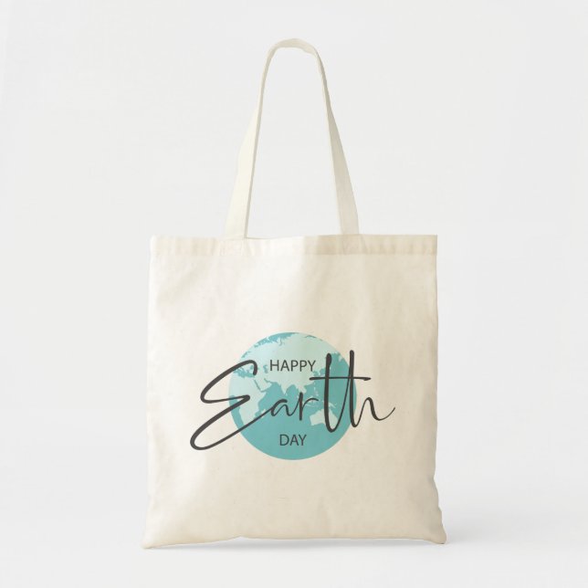 Tote Bag Happy Jour des terres Typographie & Globe (Devant)