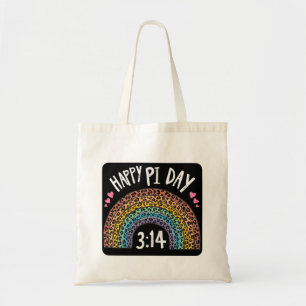 Tote Bag Happy Pi Day Empreinte de léopard arc-en-ciel