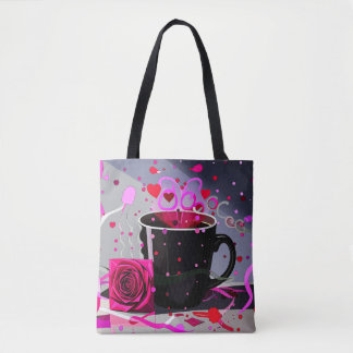 Tote Bag Happy Valentines Day Coffee and Confetti
