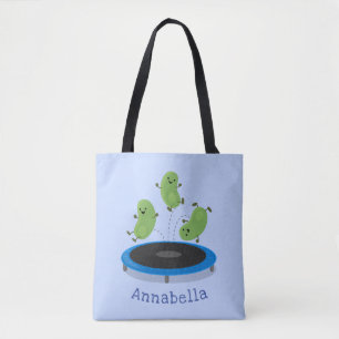 Tote Bag Haricots verts mignons sur dessin animé trampoline