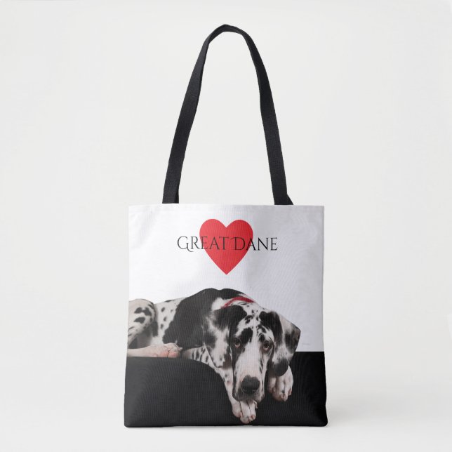 Tote Bag Harlequin great dane (Devant)
