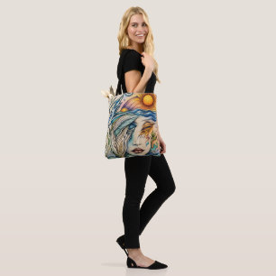 Tote Bag Harmonie Céleste : Portrait Abstrait du Soleil et