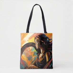 Tote Bag Harp Player Music Peinture Art Décor Abstrait