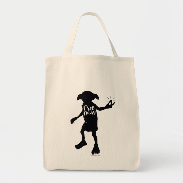 Tote Bag Harry Potter | "Free Dobby" Silhouette Typographie (Devant)
