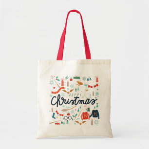 Tote Bag Harry Potter   Joyeux Noël avec des icônes festive