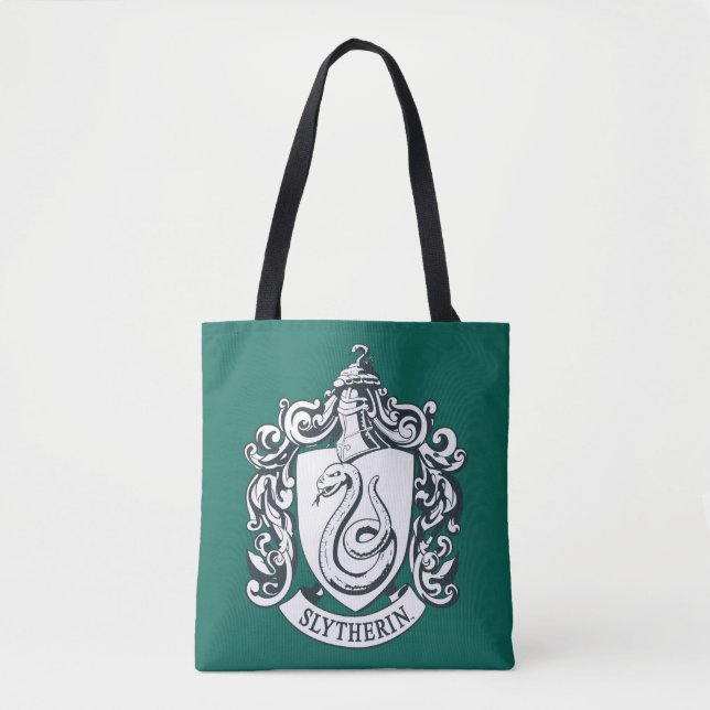 Tote Bag Harry Potter | Slytherin Crest - noir et blanc (Devant)