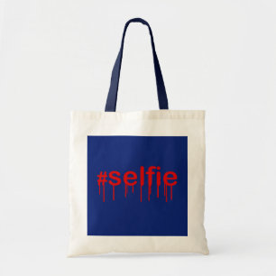 Tote Bag Hashtag Selfie Drooling sur décor bleu