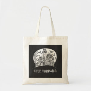 Tote Bag Haunted House and Bats Halloween