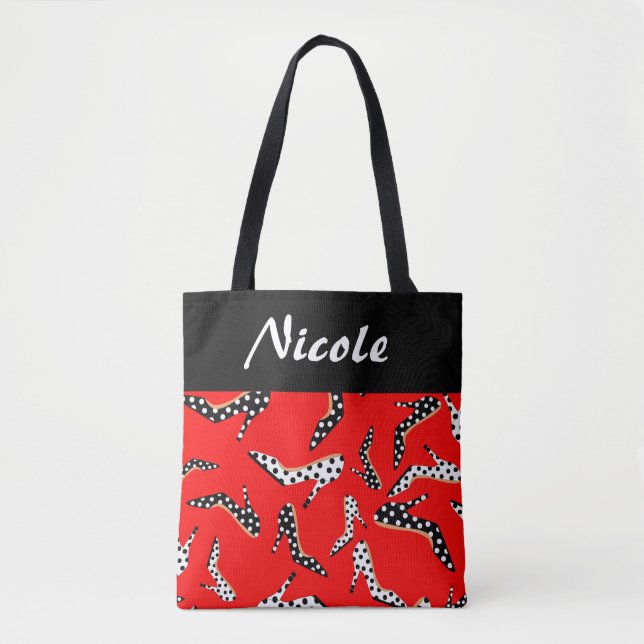 Tote Bag Haut talons élégants rouge et noir (Devant)