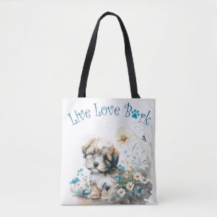 Tote Bag Havanais maman chien floral