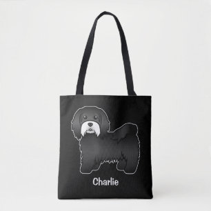 Tote Bag Havanais Noir Avec Moustache Blanche Et Texte Pers