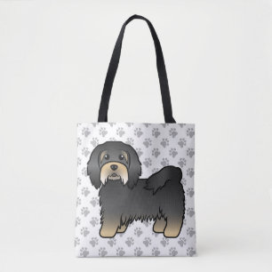 Tote Bag Havanais noir et feu, chien de dessin animé mignon