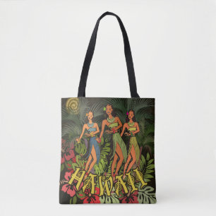 Tote Bag Hawaii Aloha Palm Hula Art Design