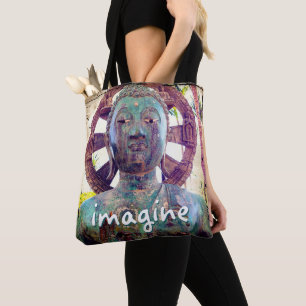 Tote Bag Hawaii Bouddha Turquoise Photo Imagine Script Bold