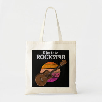 Tote Bag Hawaiian Funny Ukulele Rockstar Retro Sunset