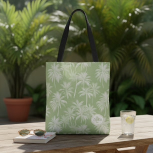 Tote Bag Hawaiian Palm Tree Silhouette Motif Green ID1093