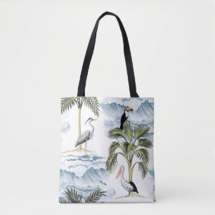 Tote Bag Hawaiian vintage, motif d'été fleuri.