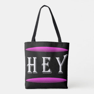 Tote Bag Hé design artistique en noir et violet plus blanc