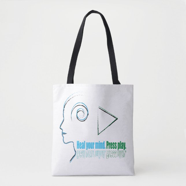 Tote Bag Heal your mind, Press play (Devant)