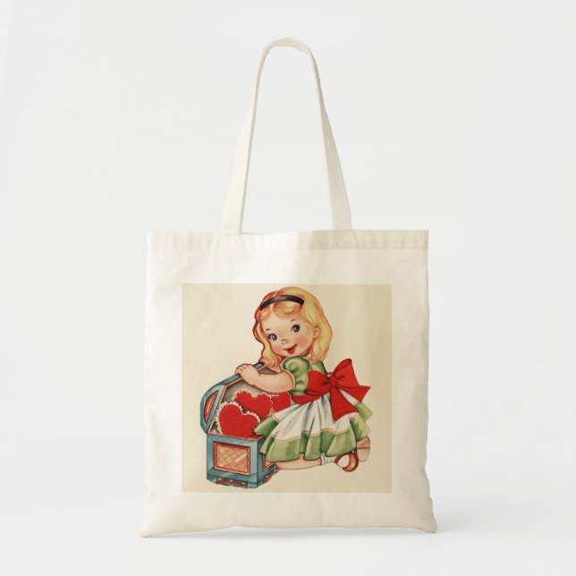 Tote Bag Heart Girl Enfant Retro Enfants mignons (Devant)