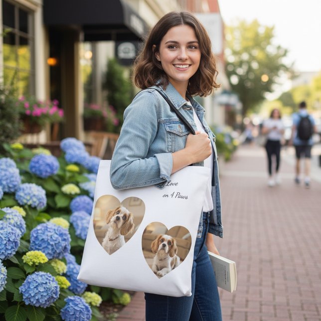Tote Bag Heart-Shaped Dog Design – “Happiness on Four Paws” (Créateur téléchargé)