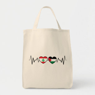 Tote Bag Heartbeat Lebanon Palestine Unity drapeaux.