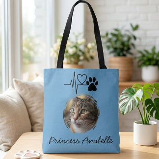 Tote Bag Heartbeat Paw Print Cat Mom Mother’s Day