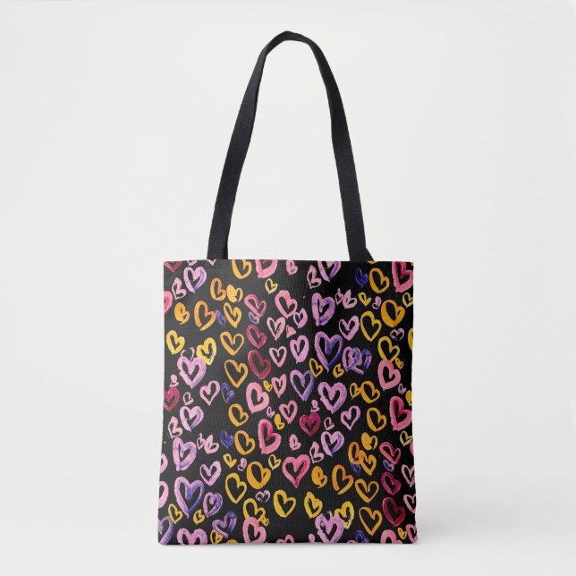 Tote Bag Hearts Galore : Aquarelle Motif sans couture (Devant)