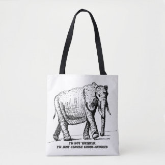 Tote Bag Heavy Cross-Hatched Elephant