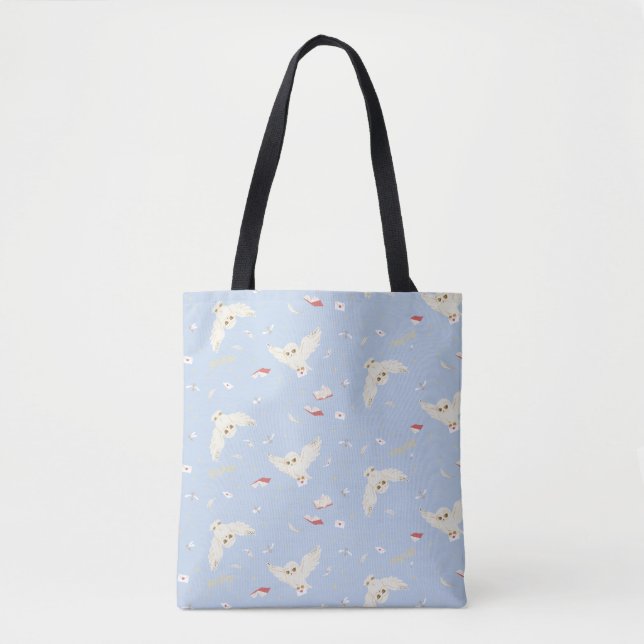 Tote Bag Hedwig Owl Post Letters and Books Pattern (Devant)