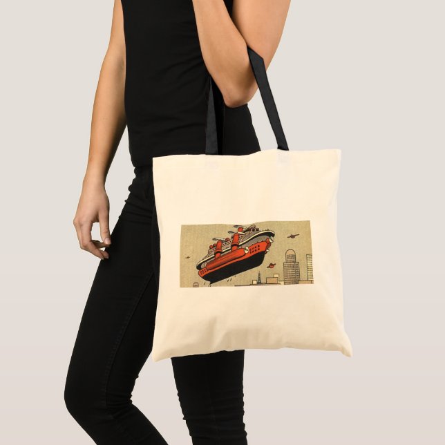 Tote Bag Hélicoptère de croisière en science-fiction vintag (Devant (produit))