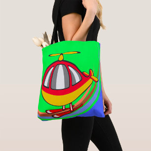 Tote Bag Hélicoptère Jaune Et Rouge
