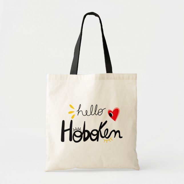 Tote Bag Hello Hoboken Fun New Jersey Gift (Front)