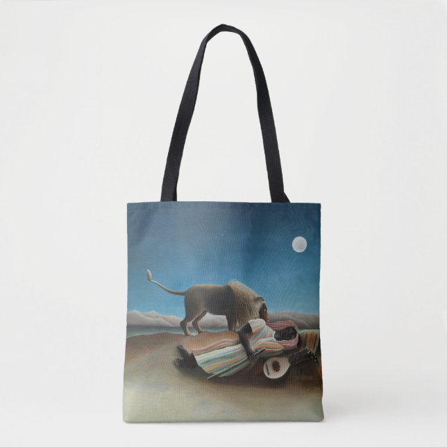 Tote Bag Henri Rousseau Dormir Gitan Lion Peinture (Devant)