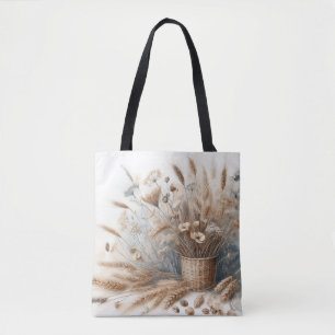 Tote Bag Herbe des Pampas Moderne Boho Floral pour Automne