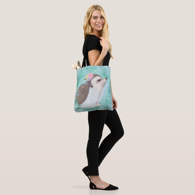 Tote Bag Hérisson aquarelle (Sur le modèle)