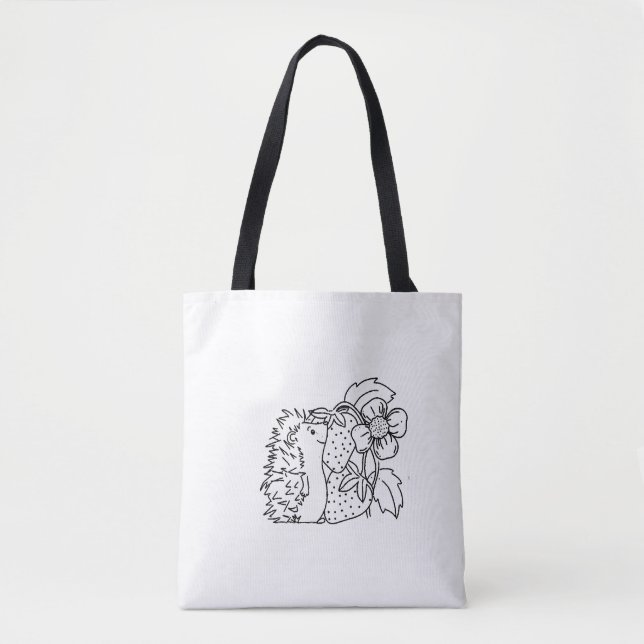 Tote Bag Hérisson et fraises (Devant)